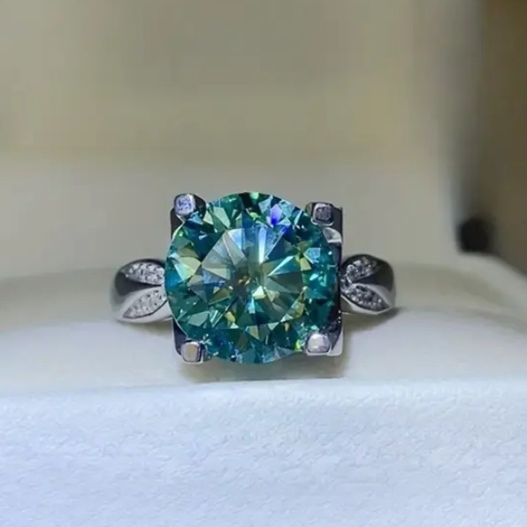 Green Swarovski Crystals 925 Sterling Silver Plated Ring Size 10 12 4ct 68$